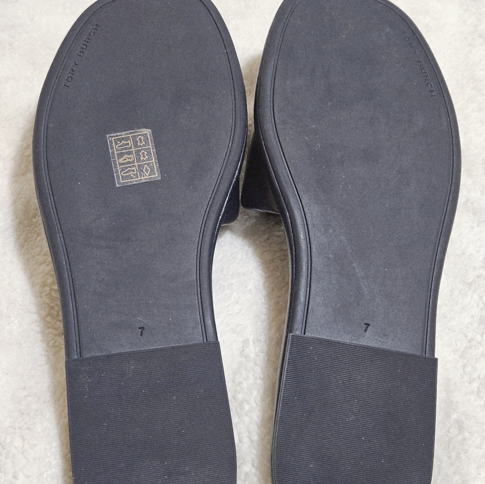 Tory Burch Dark Blue Sandals with Silver Details - Picture 3 of 8